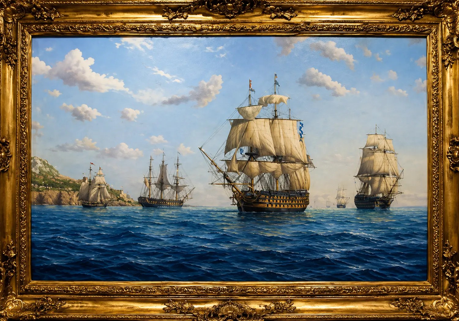 Nelson embarca en el Victory, óleo de Peter G. Power