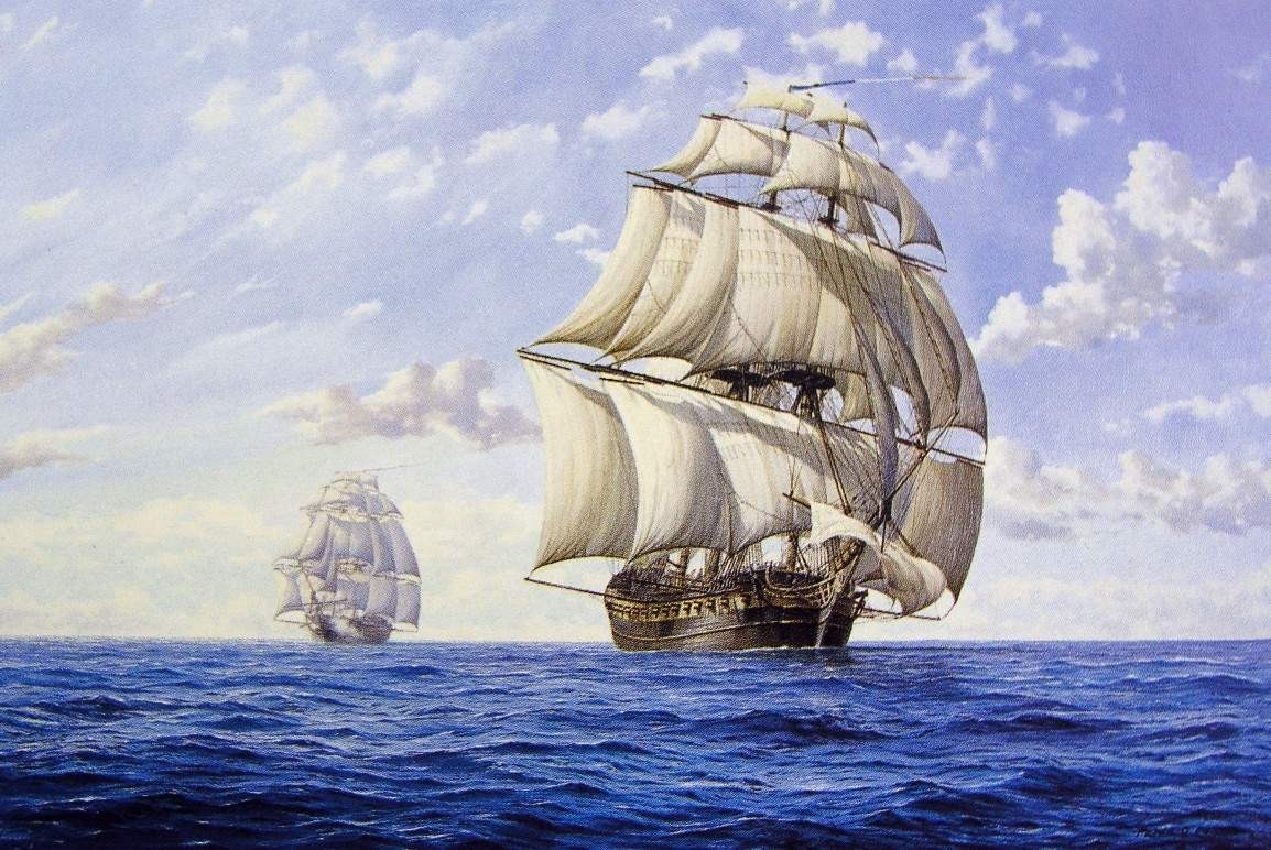 Combate entre el San Fiorenzo y el Piémontaise, obra de Peter G. Power