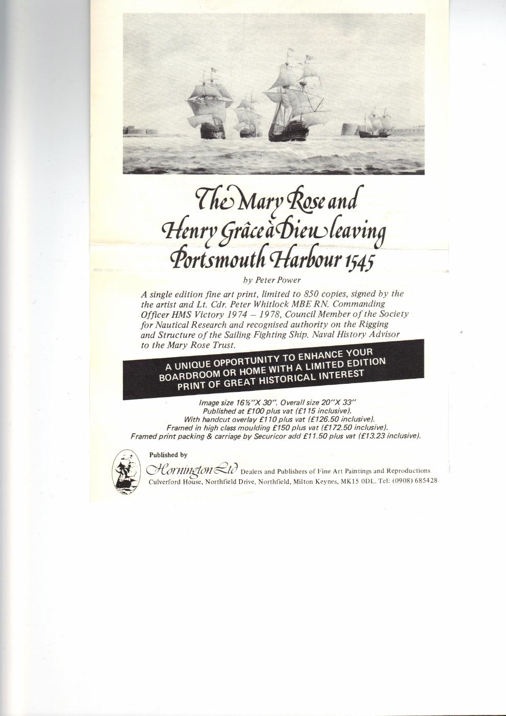 Portada de «The Mary Rose and Henry Grâce à Dieu leaving Portsmouth Harbour, 1545 · lámina»