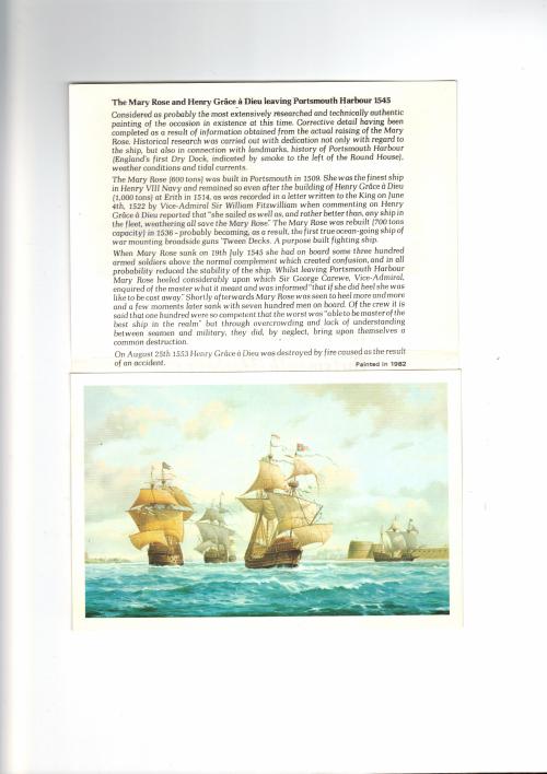 Portada de «Ficha de la postal · The Mary Rose, 1545»