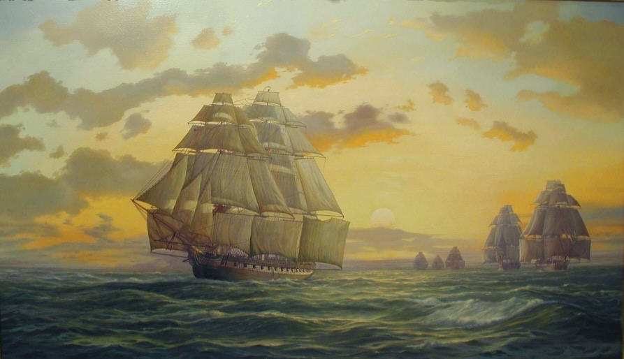 La persecución del Constitution — 16 al 20 de julio de 1812, obra de Peter G. Power