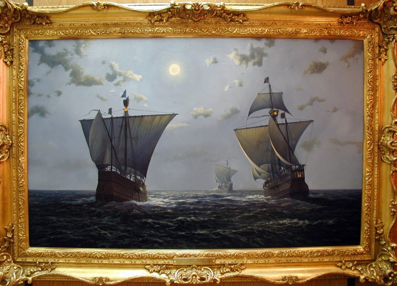 ¡Tierra!, óleo de Peter G. Power en su marco dorado tallado